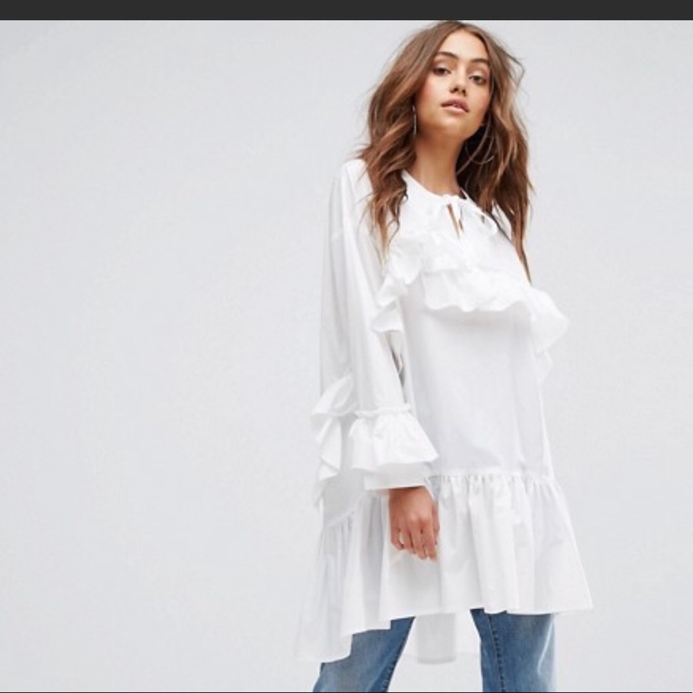 Ruffle Detail Smock Top